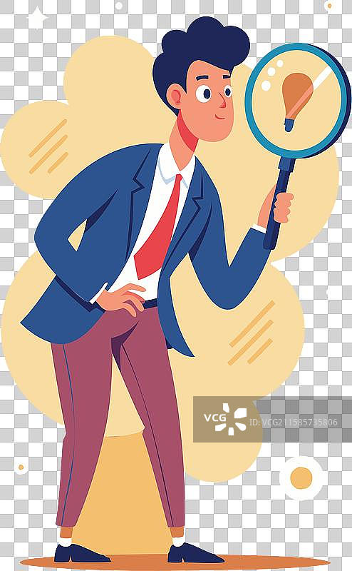 男人用放大镜审视想法图片素材