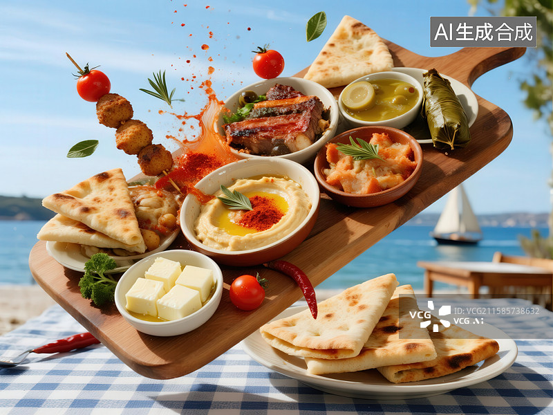 【AI数字艺术】地中海风味美食拼盘图片素材
