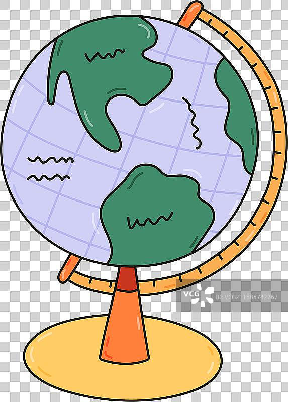 彩色涂鸦地球仪带支架，适合学校使用图片素材