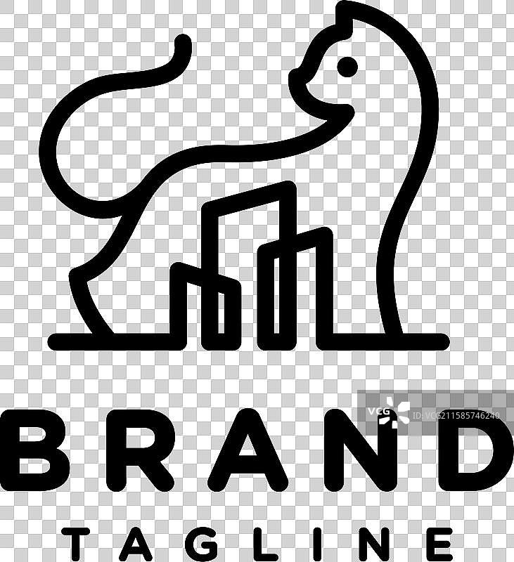 猫城市剪影线条logo设计图片素材
