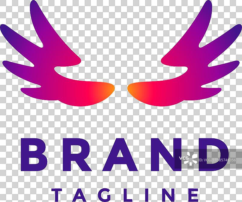 两只手形成翅膀的标志设计图片素材