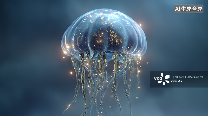 【AI数字艺术】悬浮凝胶流光球体图片素材