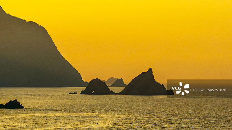 山东烟台立秋时节日落芝罘岛天然图画图片素材