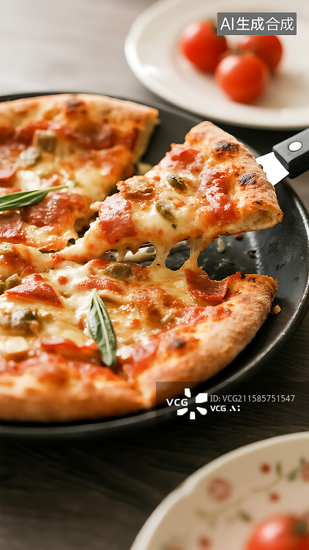 【AI数字艺术】番茄芝士披萨饼 比萨饼 西餐美食摄影 美食背景素材图片素材