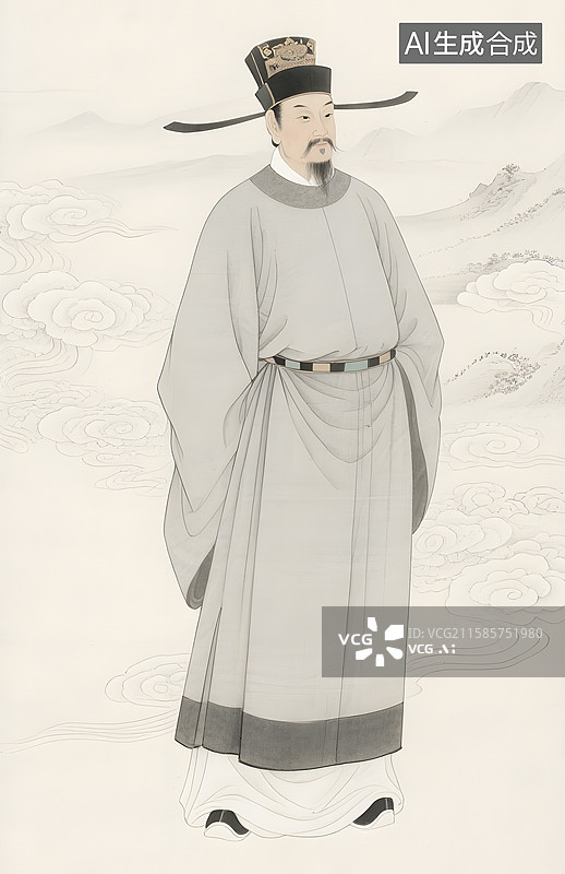 【AI数字艺术】历史文化名人复古肖像顾恺之海瑞张择端沈括图片素材