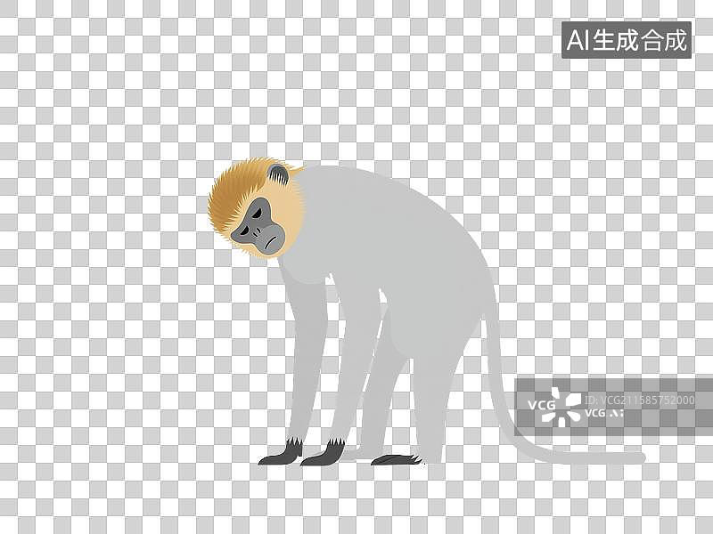 【AI数字艺术】生病痛苦的金丝猴卡通插画图片素材