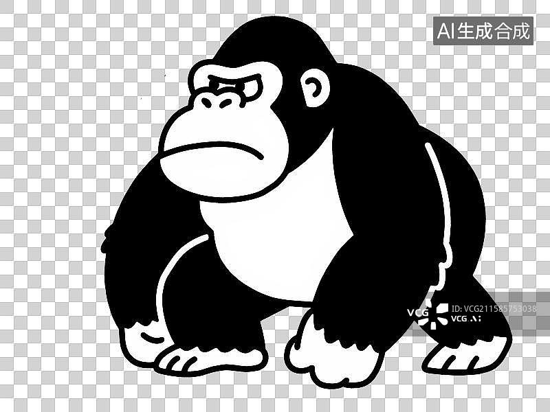 【AI数字艺术】头晕的大猩猩全身像漫画图片素材