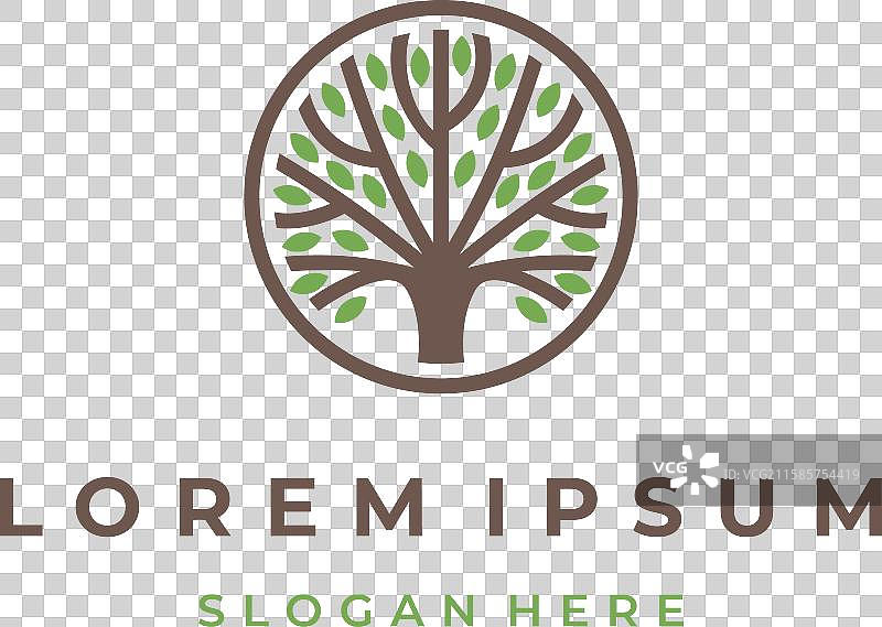 圆形树木标志图标模板设计图片素材