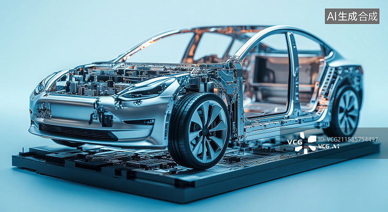 【AI数字艺术】展示厅内汽车底盘结构模型图片素材
