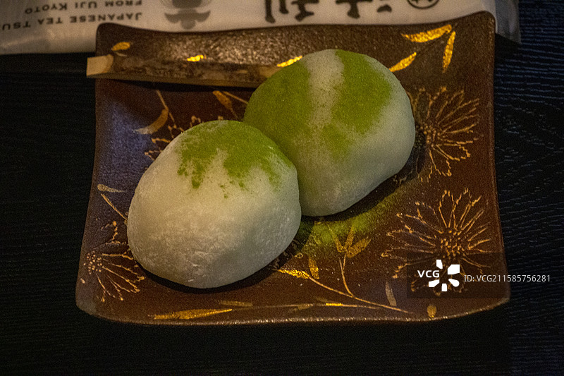 京都宇治旅记-辻利茶铺芭菲特写图片素材