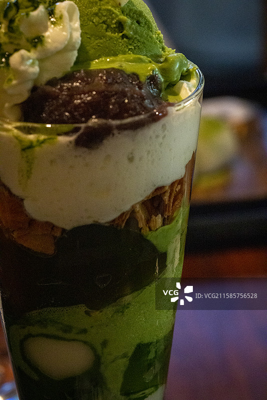 京都宇治旅记-辻利茶铺芭菲特写图片素材