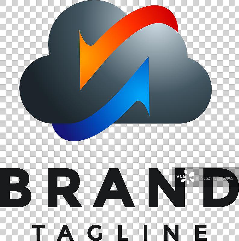 简单的云图标，带有两个箭头的标志设计图片素材