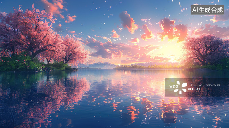 【AI数字艺术】白云山水背景插画 二十四节气图片素材