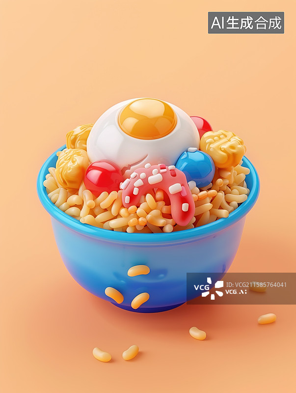 【AI数字艺术】卡通风格 黄金炒饭图片素材