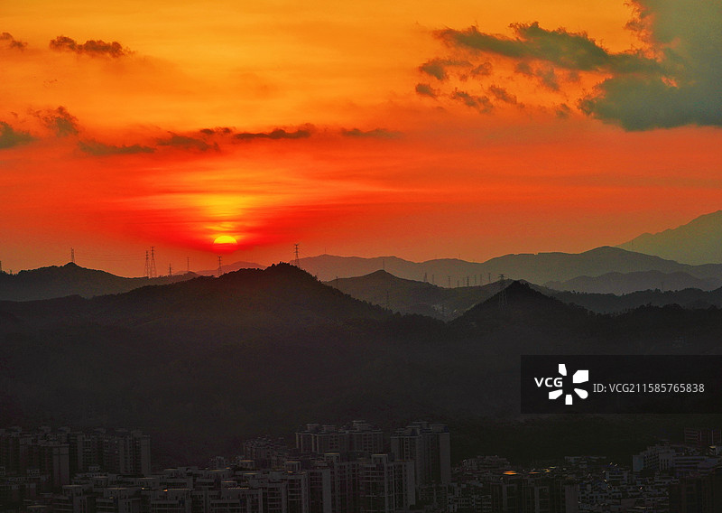 夕照千峰（惠城区远眺）图片素材