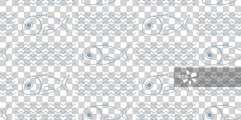 深蓝色鱼类无缝图案图片素材