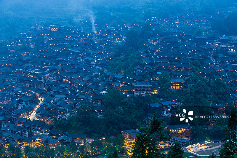 西江千户苗寨夜色图片素材