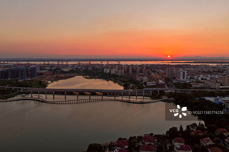 日落芜湖图片素材