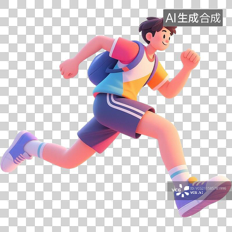 【AI数字艺术】奋力奔跑的男生图片素材