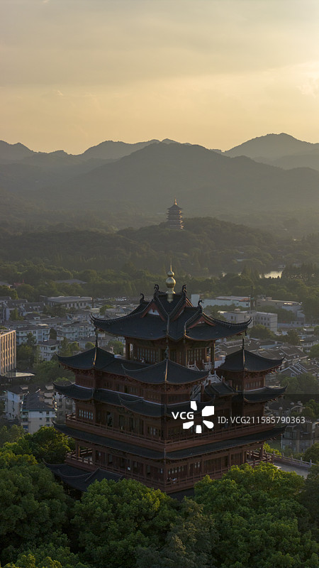 杭州城隍阁航拍图片素材