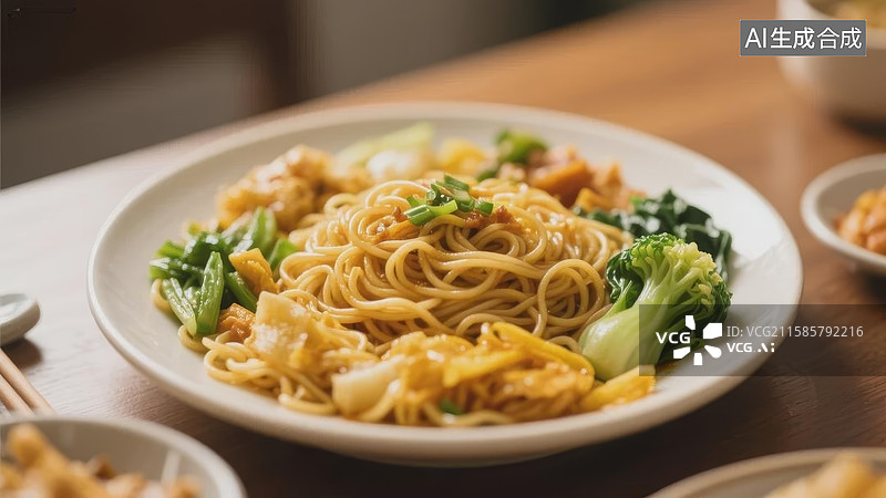 【AI数字艺术】美味炒面配菜图片素材