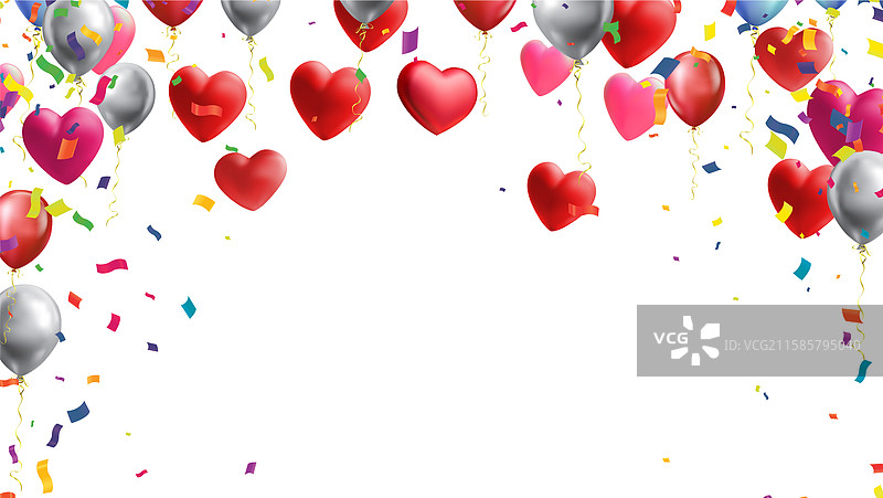 一束五颜六色的心形铝箔气球图片素材