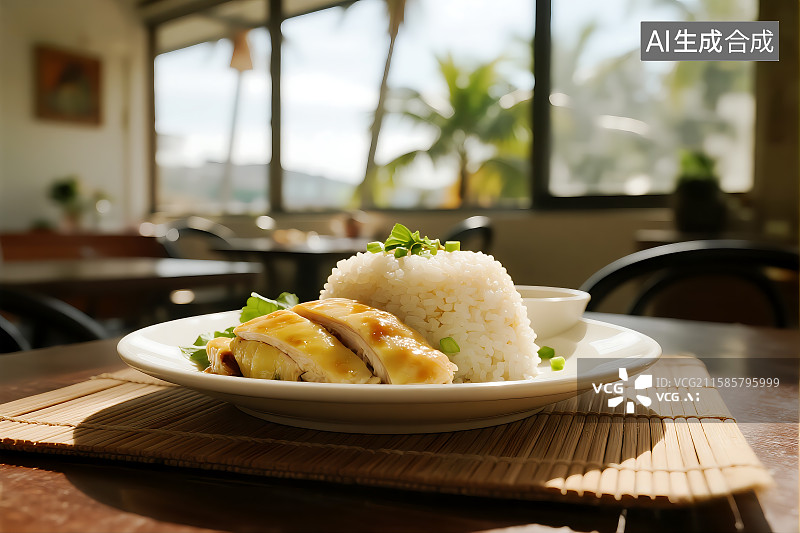 【AI数字艺术】海南鸡饭 中餐 美味料理 文昌鸡 南洋风 餐厅菜谱 亚洲特色美食 新加坡图片素材