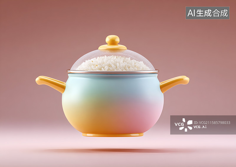 【AI数字艺术】一只3D彩色电饭锅图片素材