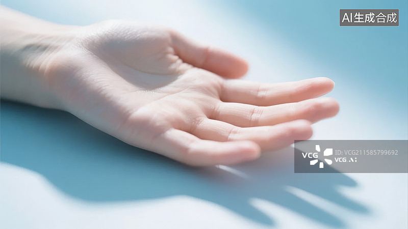 【AI数字艺术】柔和光线下的手掌特写图片素材