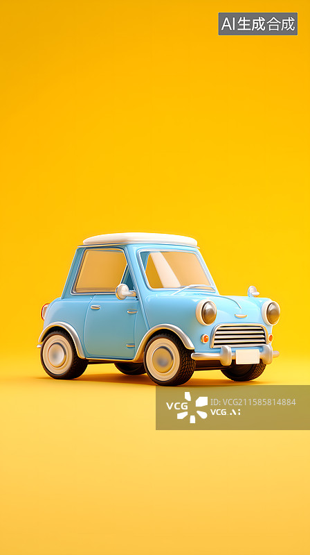 【AI数字艺术】浅蓝萌趣小车图片素材