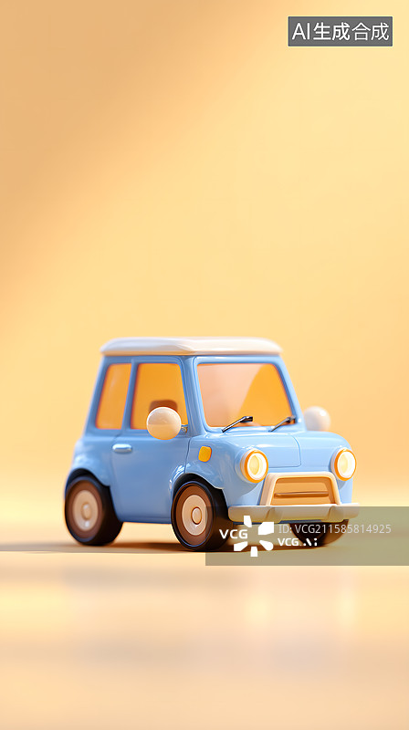 【AI数字艺术】浅蓝萌趣小车图片素材