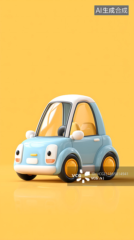 【AI数字艺术】浅蓝萌趣小车图片素材