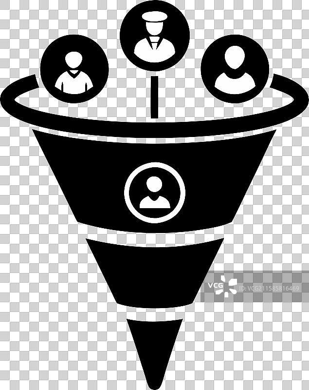 内容营销漏斗图标 - 可编辑的商业图形图片素材