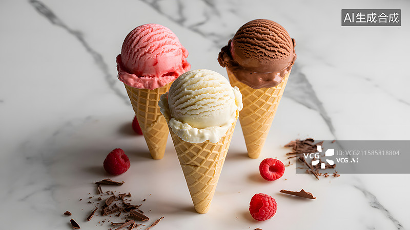 【AI数字艺术】三款冰淇淋甜筒图片素材