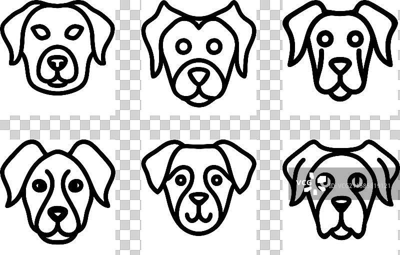 黑白猫头轮廓艺术套装图片素材