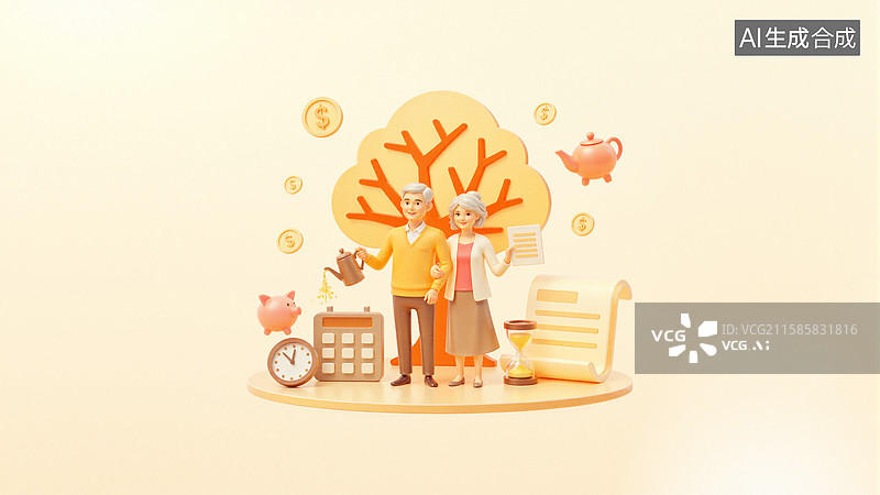 【AI数字艺术】3d温馨老年生活场景图片素材