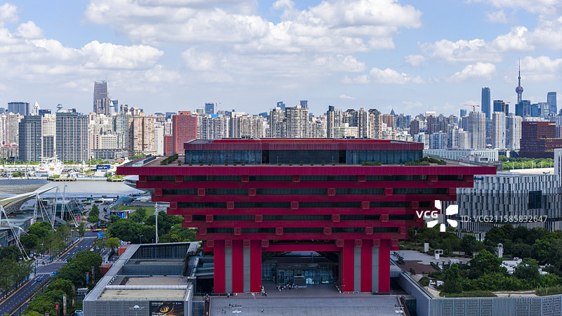 上海中华艺术宫航拍图片素材