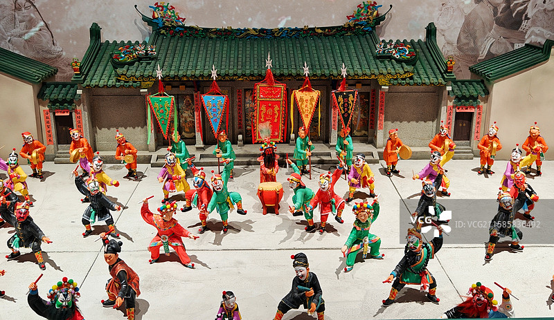 广州白鹅潭大湾区艺术中心非遗馆，潮汕英歌舞微缩场景图片素材