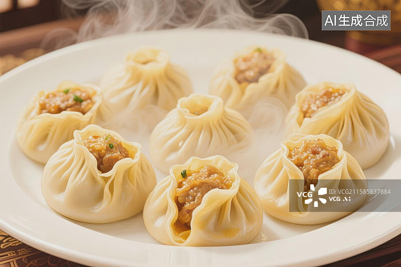 【AI数字艺术】热腾腾的小笼包图片素材