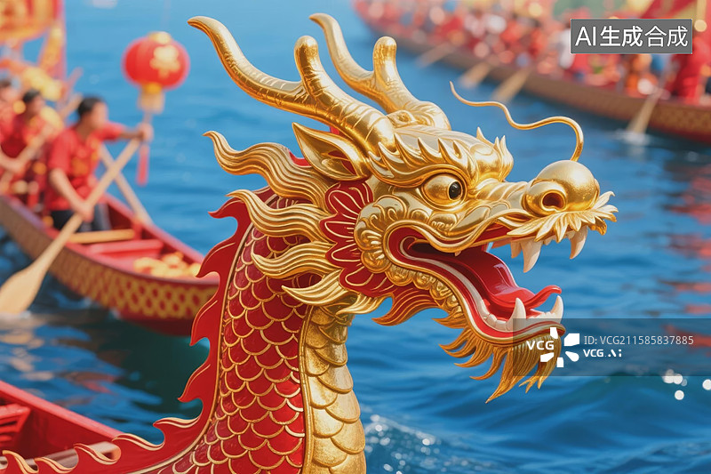 【AI数字艺术】龙舟赛中的龙首图片素材