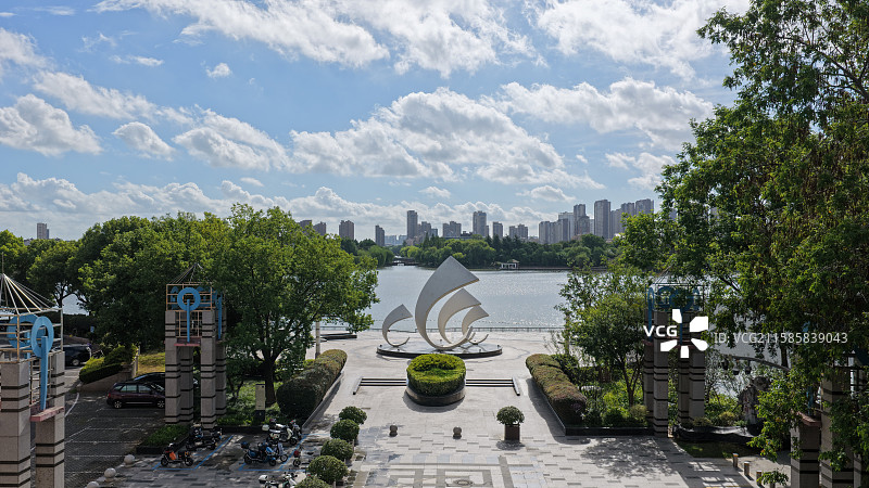 浙江嘉兴平湖东湖景区航拍图片素材