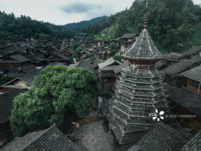 黄冈侗寨的鼓楼图片素材