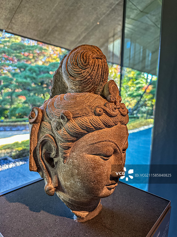 北齐 菩萨坐像头部 天龙山石窟第21窟 根津美术馆图片素材