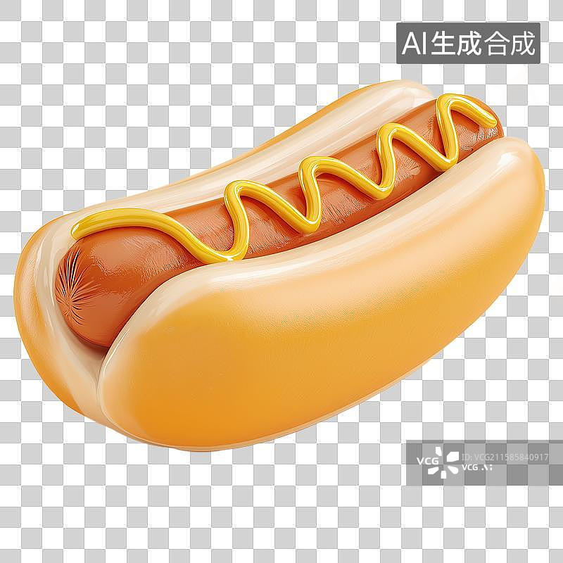 【AI数字艺术】3D风格食物主题之热狗元素图片素材