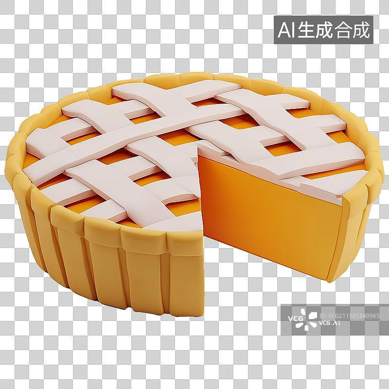 【AI数字艺术】3D风格食物主题之苹果派元素图片素材