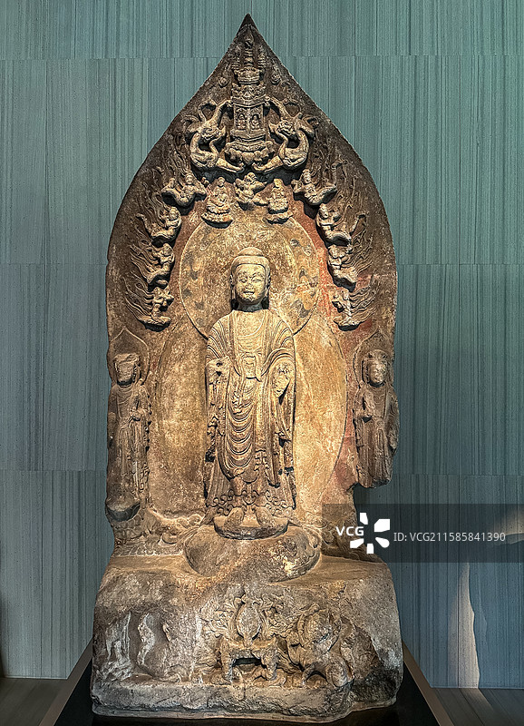 北齐 如来三尊像 根津美术馆图片素材