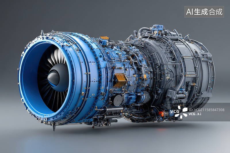 【AI数字艺术】航空发动机精密构造特写图片素材