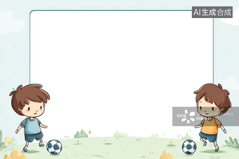 【AI数字艺术】儿童足球友谊卡通插画场景图片素材