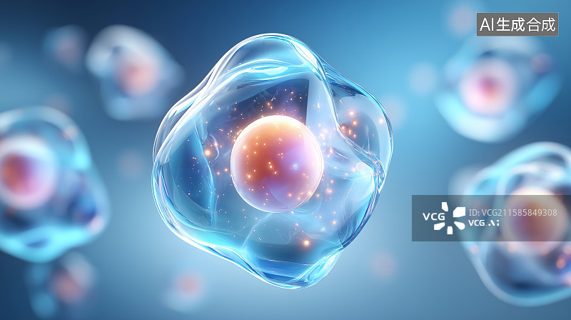【AI数字艺术】蓝色背景下的透明水泡图片素材