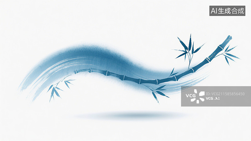 【AI数字艺术】竹子与水墨融合，展现出优雅流畅的东方艺术风格图片素材